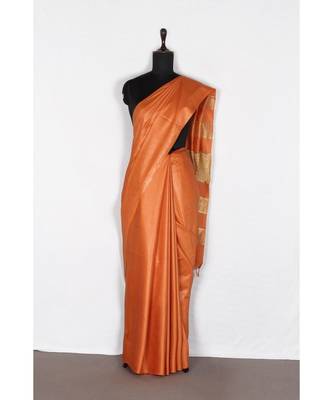 orange Handloom Bhagalpuri silk saree with blouse piec 2