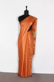 orange Handloom Bhagalpuri silk saree with blouse piec
