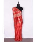 red Handloom Bhagalpuri silk saree with blouse piec
