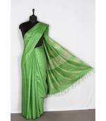 green Handloom Bhagalpuri silk saree with blouse piec