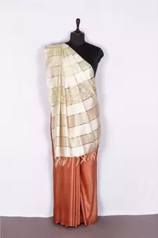 brown Handloom Bhagalpuri silk saree with blouse piec