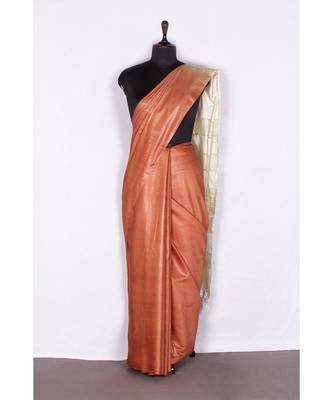 brown Handloom Bhagalpuri silk saree with blouse piec 1