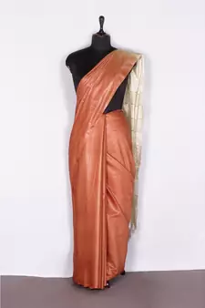 brown Handloom Bhagalpuri silk saree with blouse piec