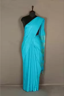 blue Handloom Bhagalpuri silk saree with blouse piec