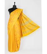 yellow Handloom Bhagalpuri embroidered silk saree withembroidery work