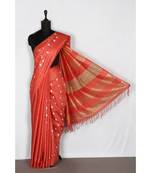 red Handloom Bhagalpuri embroidered silk saree with embroidery work