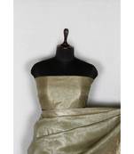 grey Handloom Banarsi Linen Saree with Blouse Piece