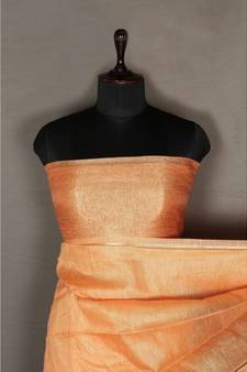 orange Handloom Banarsi Linen Saree with Blouse Piece
