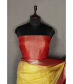 yellow Handloom Banarsi Linen Saree with Blouse Piece