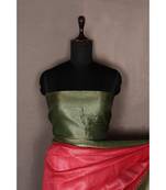 pink Handloom Banarsi Linen Saree with Blouse Piece