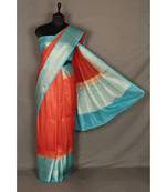 red Handloom Banarsi Linen Saree with Blouse Piece