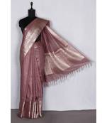 multicolor Handloom Banarsi Linen Saree with Blouse Piece