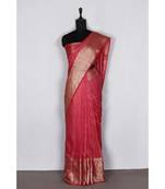 pink Handloom Banarsi Linen Saree with Blouse Piece