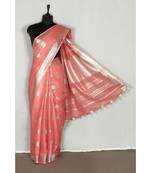 pink Handloom Pure Linen Saree with blouse piece