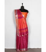 pink Handloom Pure Linen Saree with blouse piece