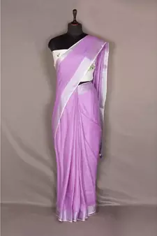 purple Handloom Pure Linen Saree with blouse piece