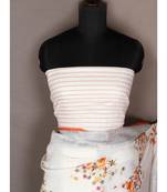 white Handloom Pure Linen Saree with embroidery work