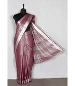 purple Handloom pure Tissue Linen Saree with blouse piece