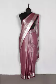 purple Handloom pure Tissue Linen Saree with blouse piece