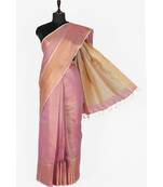 pink Handloom pure Tissue Linen Saree with blouse piece