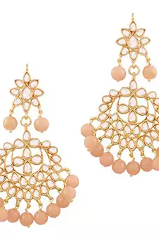 Traditional Gold Plated Pearl & Kundan Maang Tikka With Earring Set