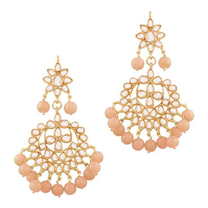 Traditional Gold Plated Pearl & Kundan Maang Tikka With Earring Set