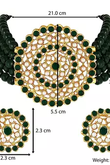 Traditional Light Weight Beaded Choker Set Glided With Moti Work 