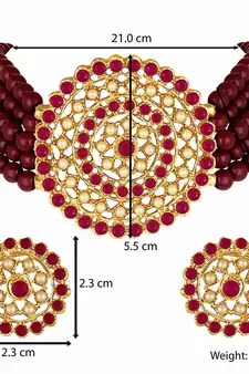 Traditional Light Weight Beaded Choker Set Glided With Moti Work 