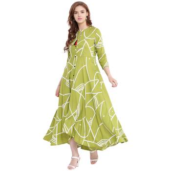Green printed rayon kurtas-and-kurtis 5
