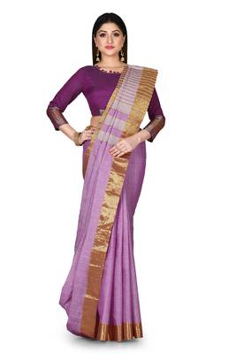 Mauve woven cotton saree with blouse 1
