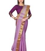Mauve woven cotton saree with blouse
