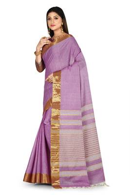 Mauve woven cotton saree with blouse 2