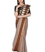 Grey woven cotton saree with blouse