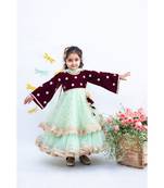 Maroon Yoke with Pista Green Net Anarkali