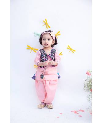 Pink Dhoti Jumpsuit With Pink Georgette Jacket 2