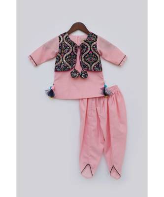 Pink Dhoti Jumpsuit With Pink Georgette Jacket 1