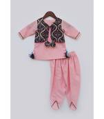 Pink Dhoti Jumpsuit With Pink Georgette Jacket