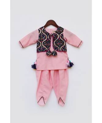 Pink Dhoti Jumpsuit With Pink Georgette Jacket 4