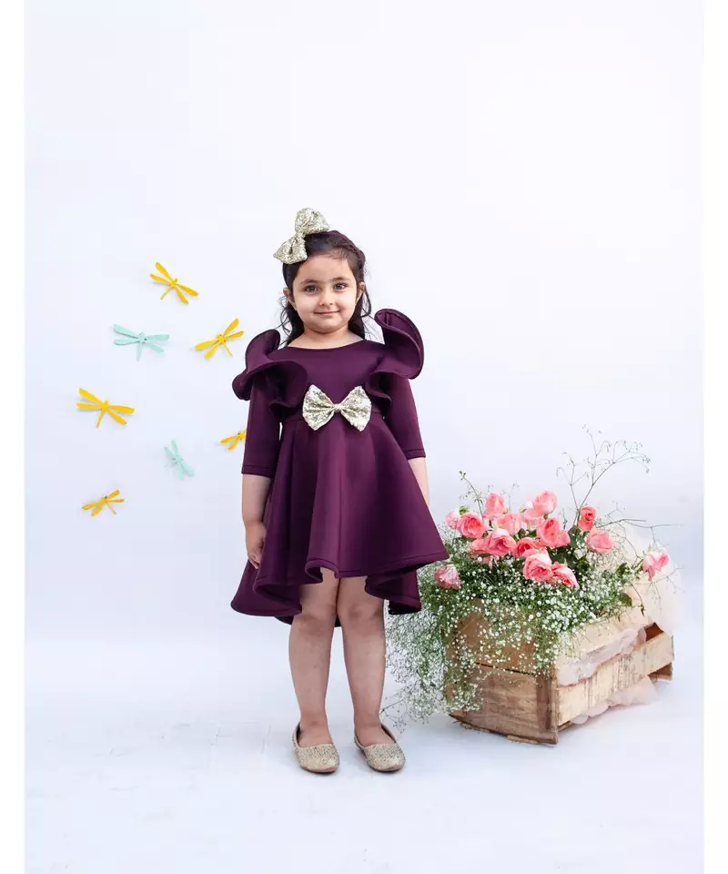 Wine Colour Neoprene Dress