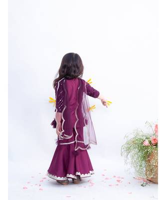 White Floral Print Kurti Sharara 2