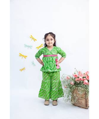 Pink Cotton Print Kurti Sharara And Pink Net Dupatta 1