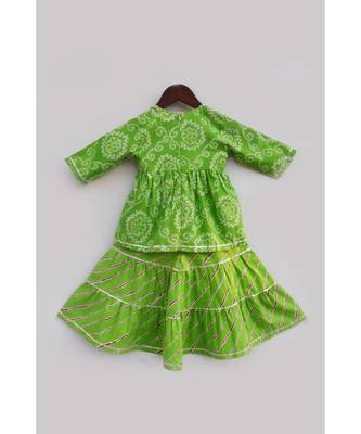 Pink Cotton Print Kurti Sharara And Pink Net Dupatta 4