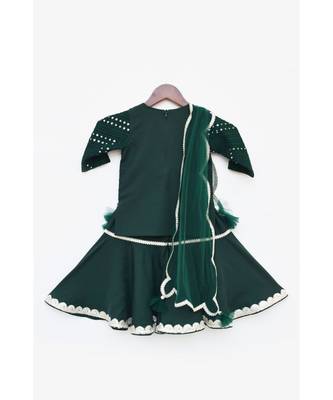 Green Mirror And Thread Work Kurti And Sharara 5