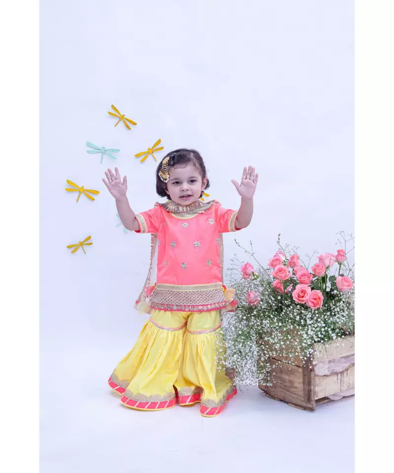 Pink Kurti with Sharara and Dupatta