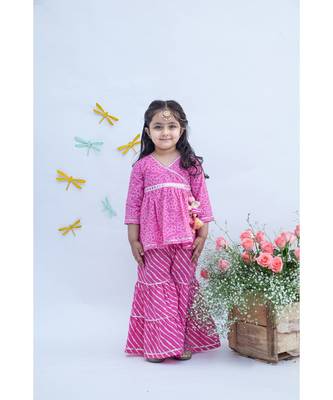 Pink Printed Kurti Sharara Set 1