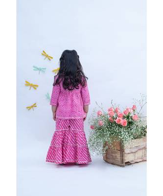 Pink Printed Kurti Sharara Set 2