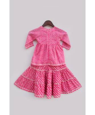 Pink Printed Kurti Sharara Set 4
