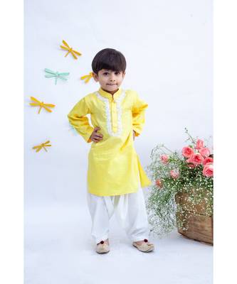 Yellow Kurta with dori work and salwar 1