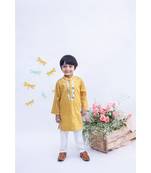 Mustard Yellow Silk Kurta with Chudidar