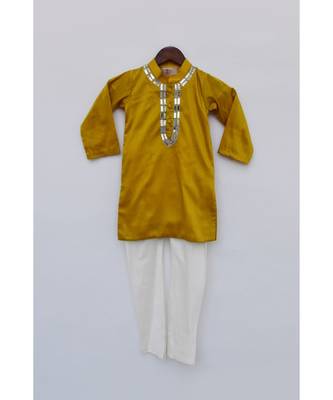 Wine Mirror Work Jacket With Kurta Pant 4